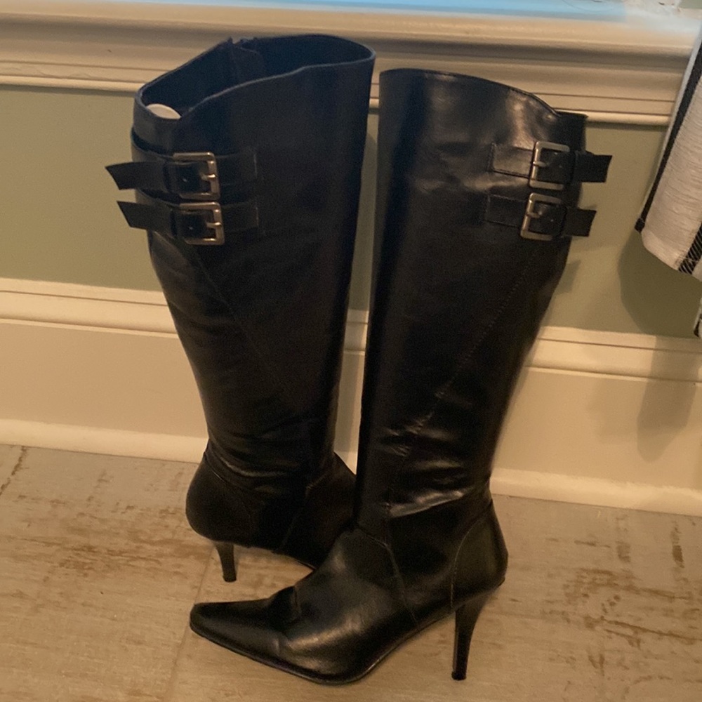 Tall black Chinese Laundry heeled boots
